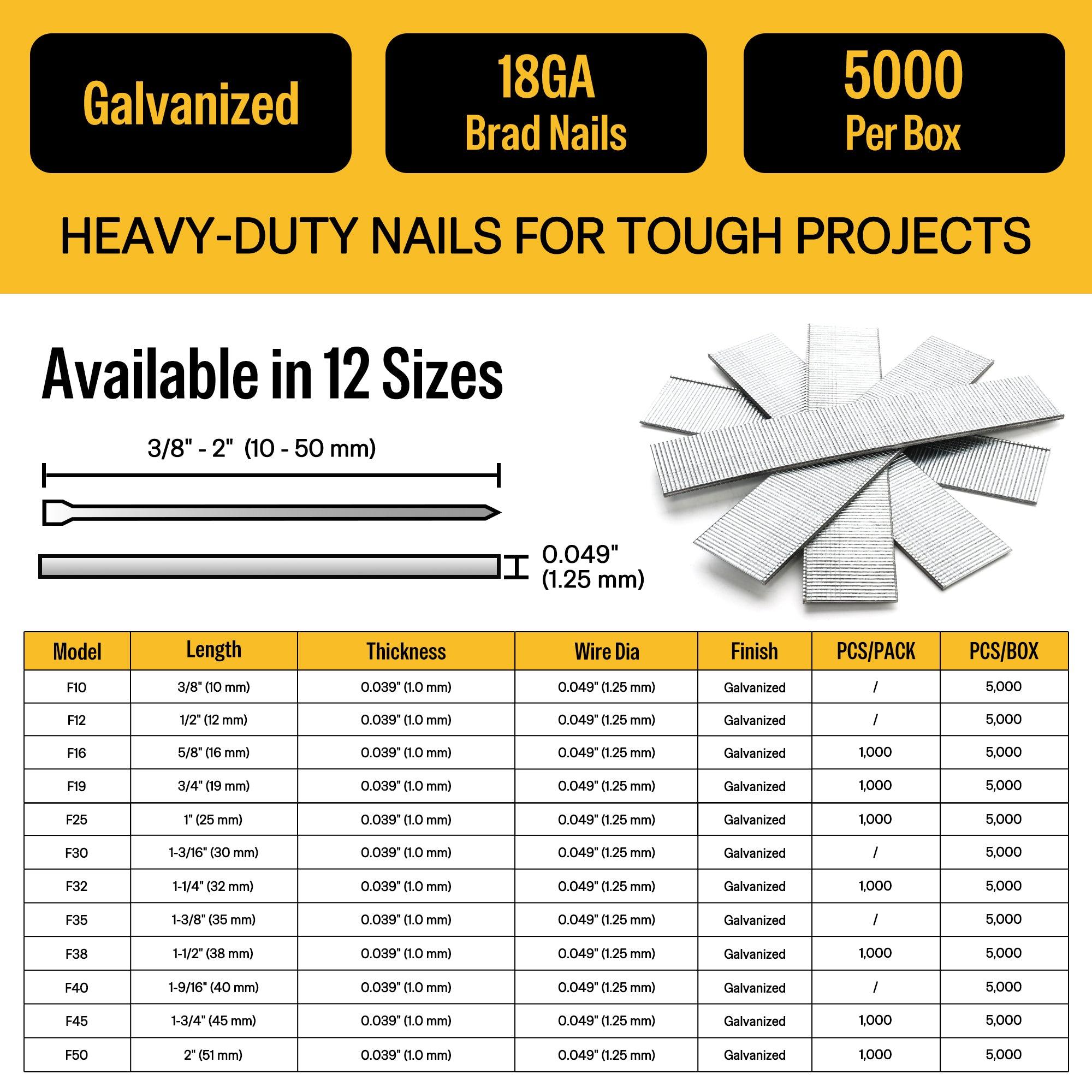 thumbnail interactive-video image 1 of Meite 16 Gauge Angled Finish Nails 1-1/4-Inch - 2,000 PCS Galvanized Nails For Trim Work & DIY 1 of 2