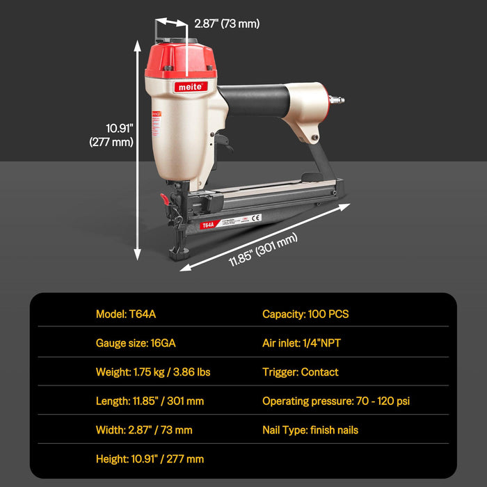 16 Gauge 1-1/4" to 2-1/2" Length Finish Nailer