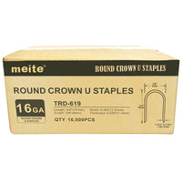 16 Gauge 3/8'' Round Crown 3/4'' Length U Shaped Staples - MEITE USA