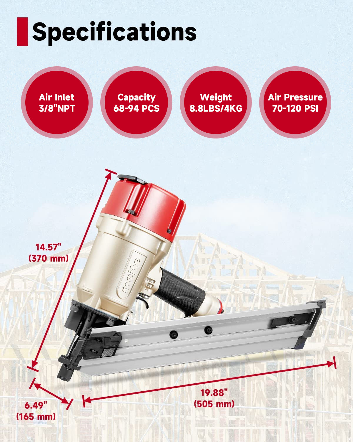 30 Degree Round Head 2" to 3-1/4" Length Paper Collated Framing Nailer--SN3483F