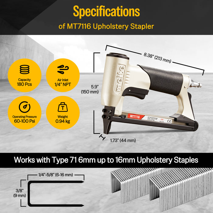 22 Gauge 3/8" Crown 1/4" to 5/8" Length Fine Wire Stapler - Model MT7116