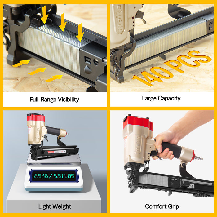 16 Gauge 1'' Crown 5/8'' to 1-1/2'' Length Heavy Duty Pneumatic Stapler PW2638-L