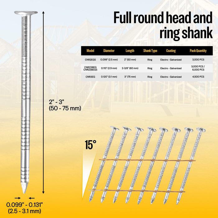 15 Degree Electro-galvanized Wire Ring Shank Coil Nails