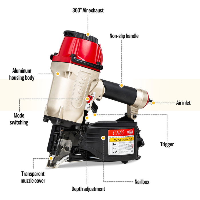 15 Degree 1-1/2" to 2-1/2" Industrial Coil Nailer--CN65