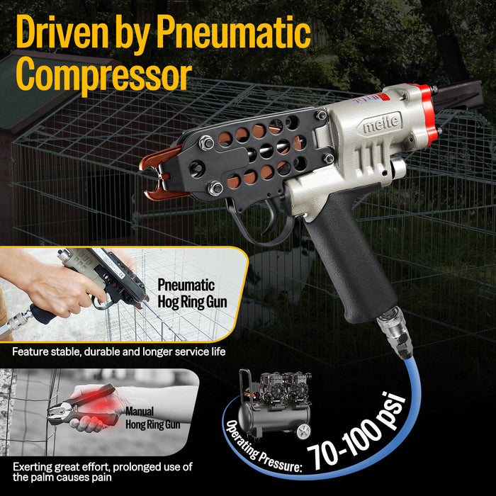 Pneumatic hog ring gun