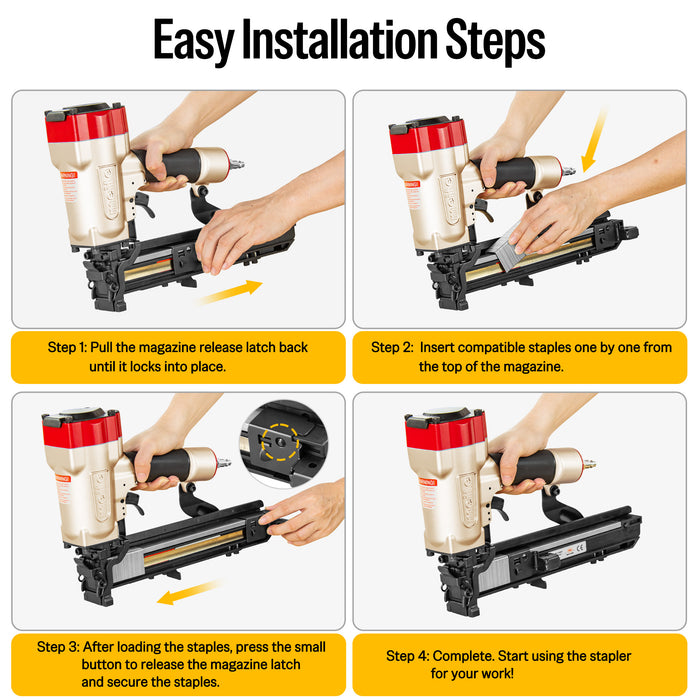 16 Gauge 1'' Crown 5/8'' to 1-1/2'' Length Heavy Duty Pneumatic Stapler PW2638-L