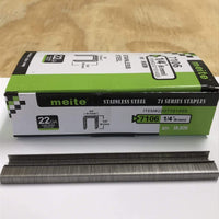 22 Gauge 71 Series 3/8" Crown 1/4" to 3/8" Length Stainless Steel Staples - Meite USA