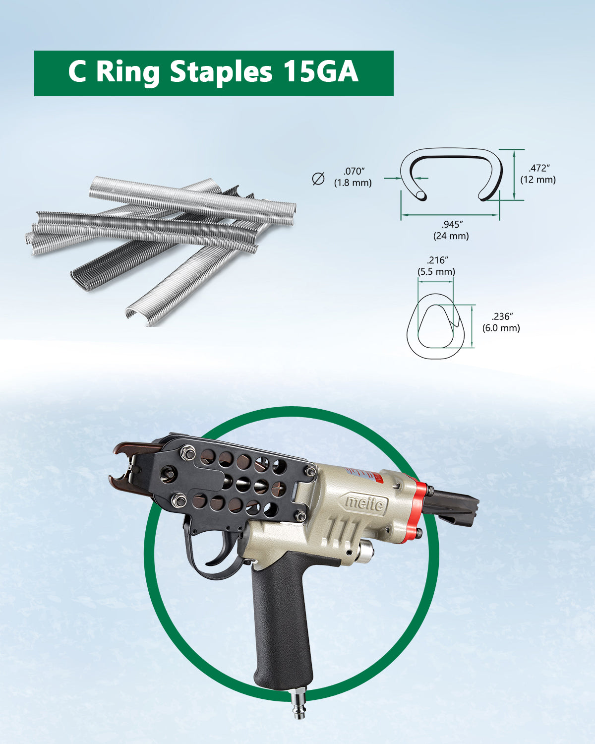15 Gauge 3/4'' Hog Ring Tool - Updated Trigger Set, New Model SC7C-I2 - MEITE USA