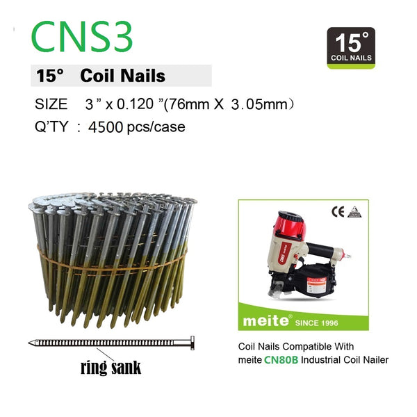 15 Degree Smooth Shank Coil Nails