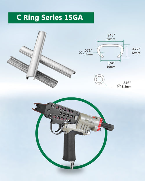 15 Gauge 3/4" Extended Nose Hog Ring Tool/C Ring Gun - Steel Magazine