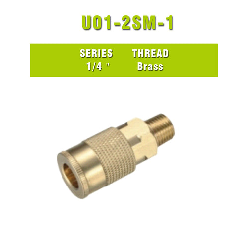 Milton Type 1/4'' NPT Industrial Brass Thread Male Quick Coupler - Meite USA