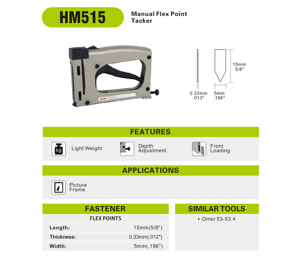 5/8 Flex Point Manual Picture Framing Stapler with Depth Adjustment